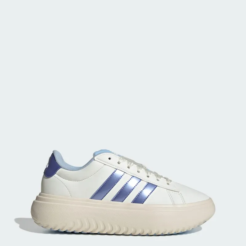 Adidas Grand Court Platform Shoes Off White / Blue Spark Met. / Wonder White (JR0706)