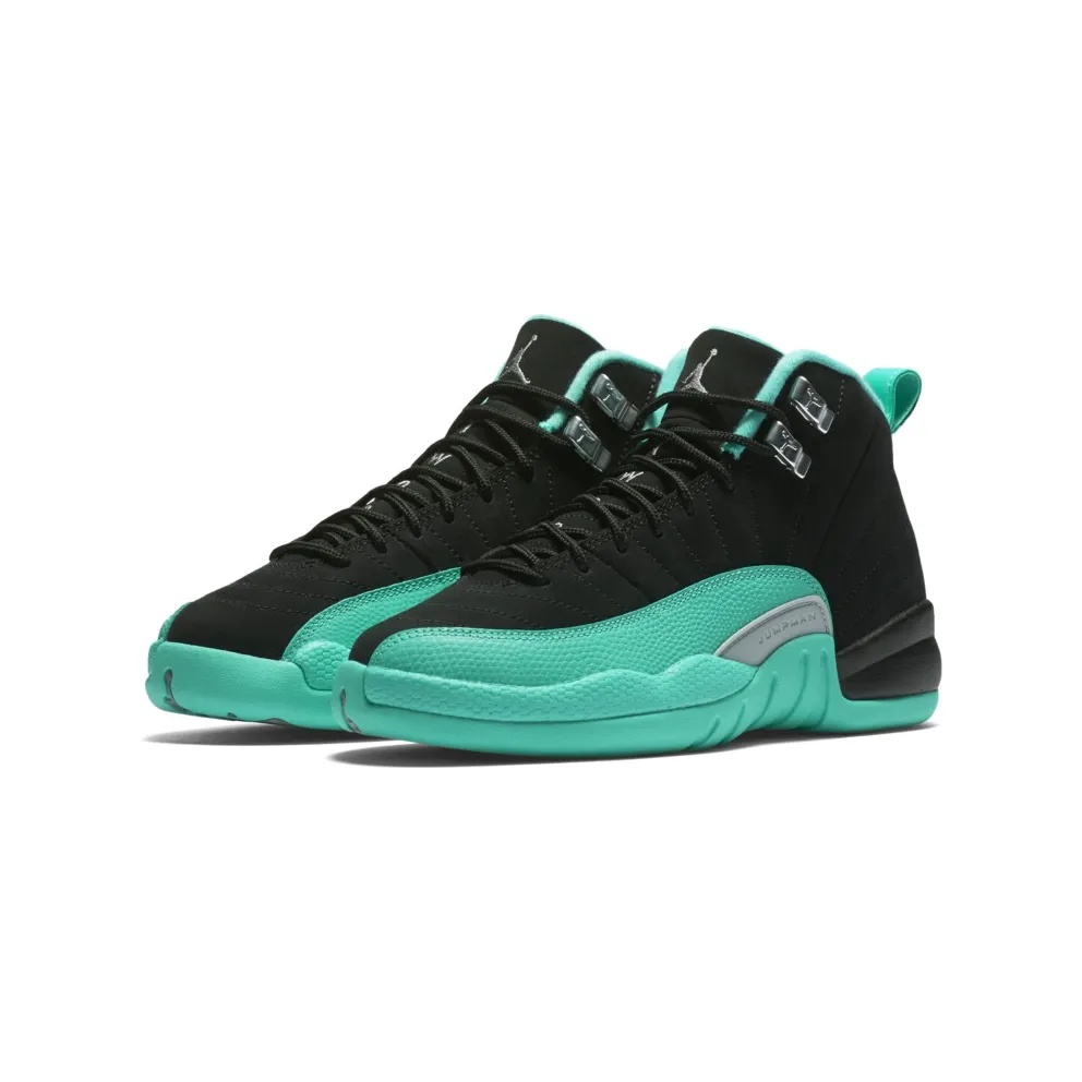 Jordan 12 Retro Hyper Jade (GS) Black/Metallic Silver-Hyper Jade (510815-017)