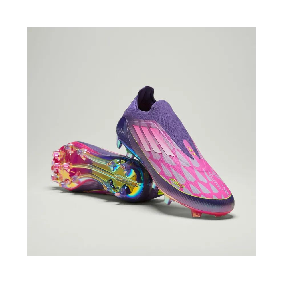 adidas F50 Elite Lamine Yamal Laceless Firm Ground Boots “Purple / Cloud White / Lucid Lemon” (JS0560)