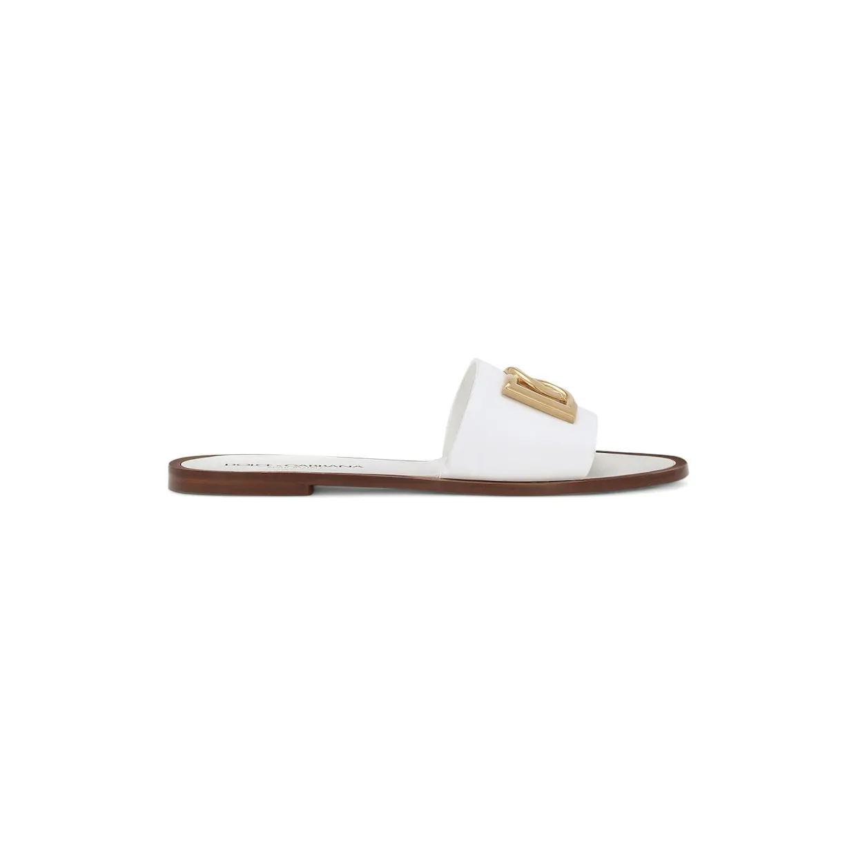 Dolce & Gabbana Calfskin Bianca Sliders with DG Logo White (CQ0619 AW576 80002)