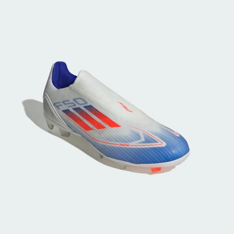 adidas F50 League Laceless Firm/Multi-Ground Cloud White Solar Red Lucid Blue (IE0606)