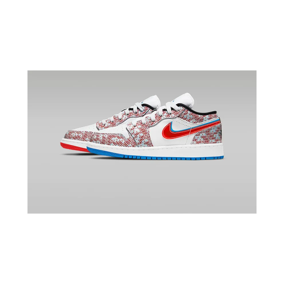 Jordan 1 Low SE Take Flight (GS) White/Blue Hero-Bright Crimson-Black (DD1527-114)