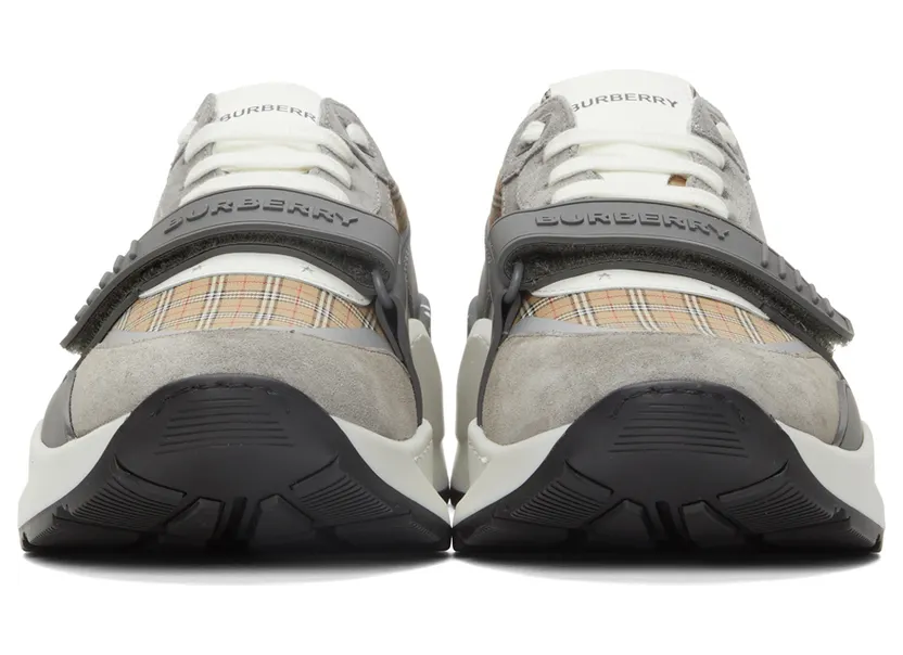 Burberry Suede & Leather Check Low Sneakers (8045295) (2)
