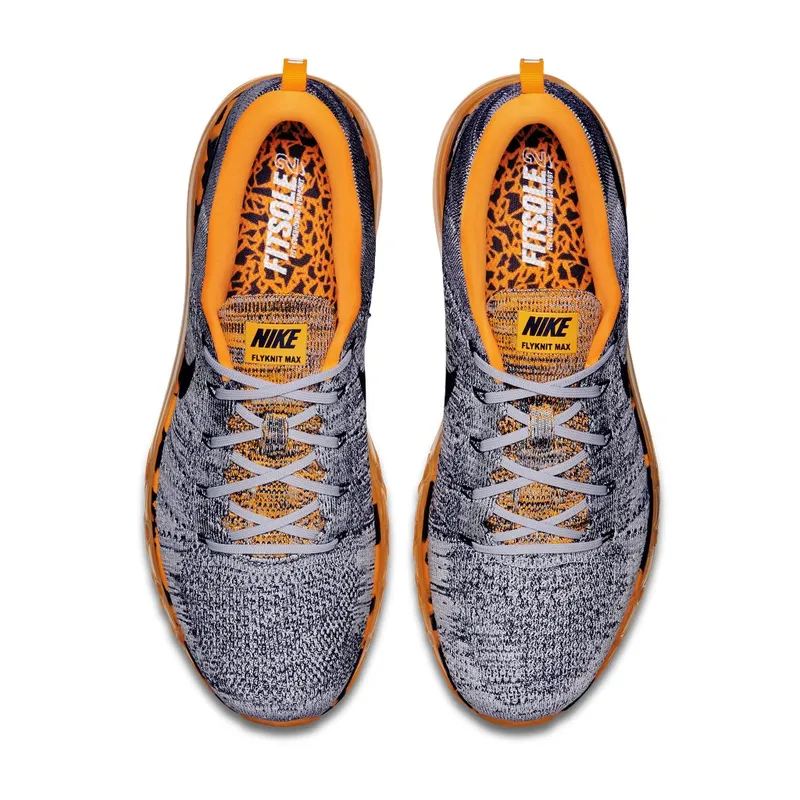 Nike Flyknit Max Wolf Grey Black Orange Wolf Grey/Black-Total Orange-Laser Orange (747361-008)