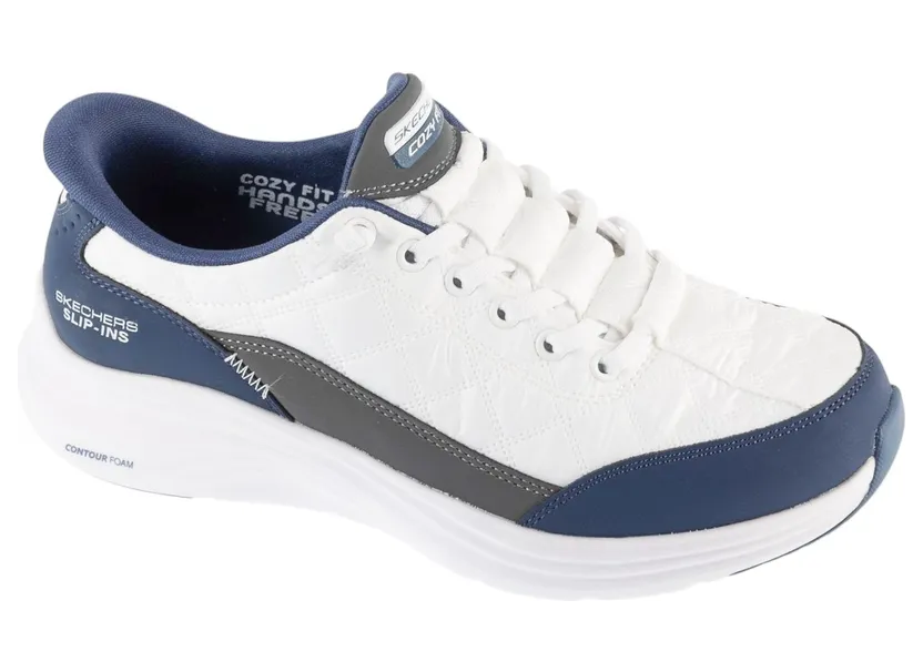 Skechers Slip-ins Contour Foam Cozy Fit “White / Navy” (150404WWNV)