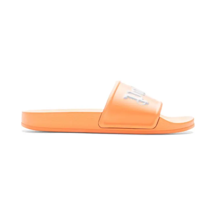 Palm Angels Logo Pool Slides Orange White (PMIC001S23PLA0012001)
