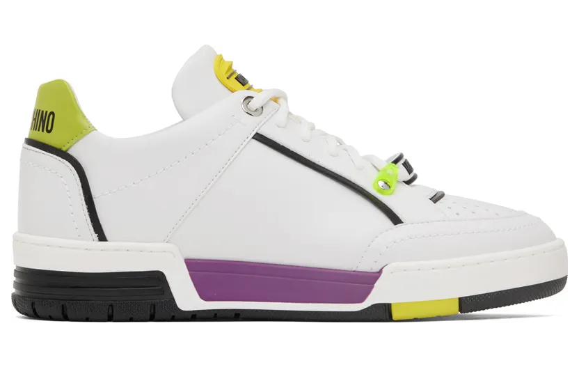 Moschino White Streetball Low-Top Sneakers (MB15614G1F G40)