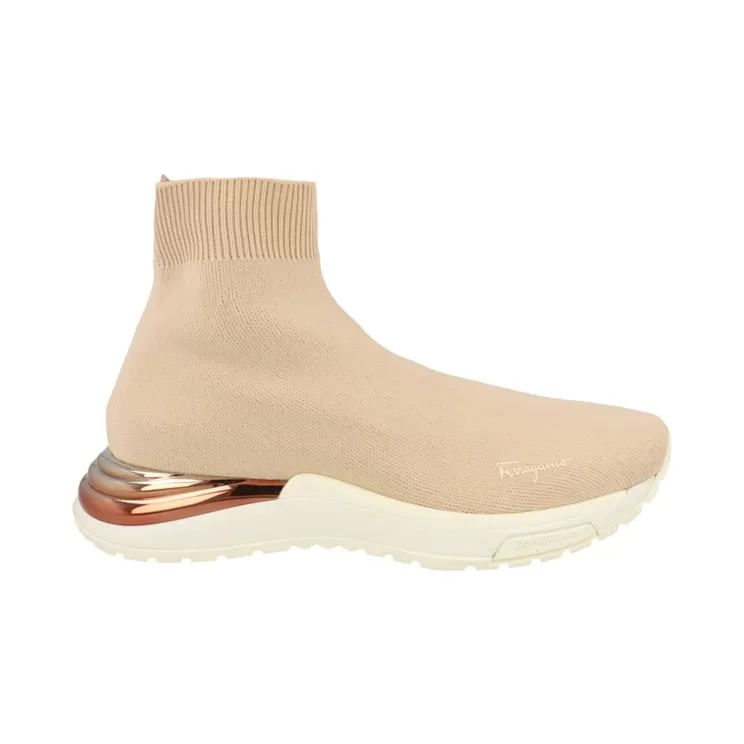 Ferragamo Ninette High-Top Sock Sneakers Bone (030177-749900-1C)