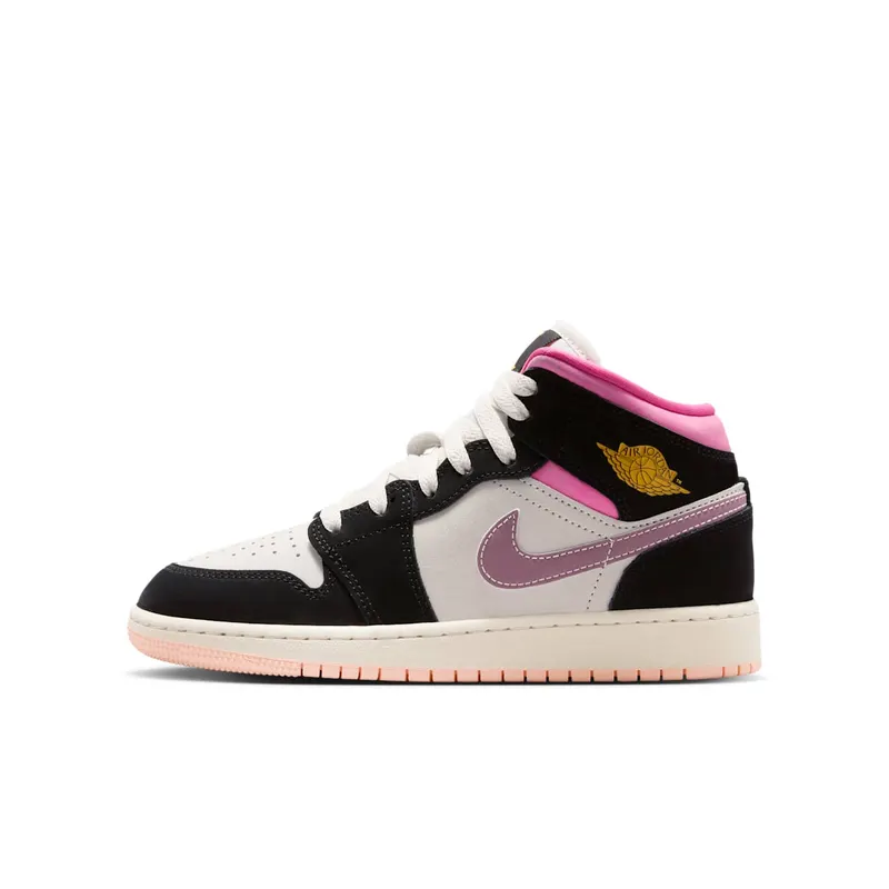 Nike Air Jordan 1 Mid SE “Black / Sail / Pinksicle / University Gold” (II1254-001)