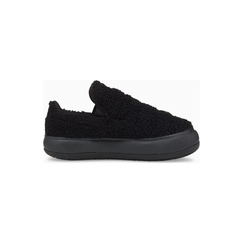 Puma Suede Mayu Slip-On Teddy-Damen Badeschuhe / Sandalen Schwarz (384887-01)