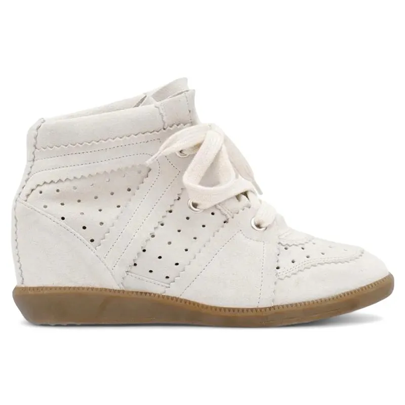 Isabel Marant Bobby Suede Calfskin Leather Wedge Chalk (BK0011FA-A1E20S-20CK)