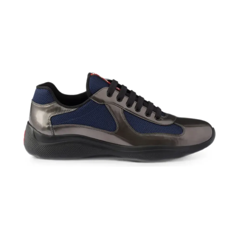 Prada America’s Cup Sneakers aus Metallic-Leder und Bike-Gewebe – Grau (4E3400FG0003LNG)
