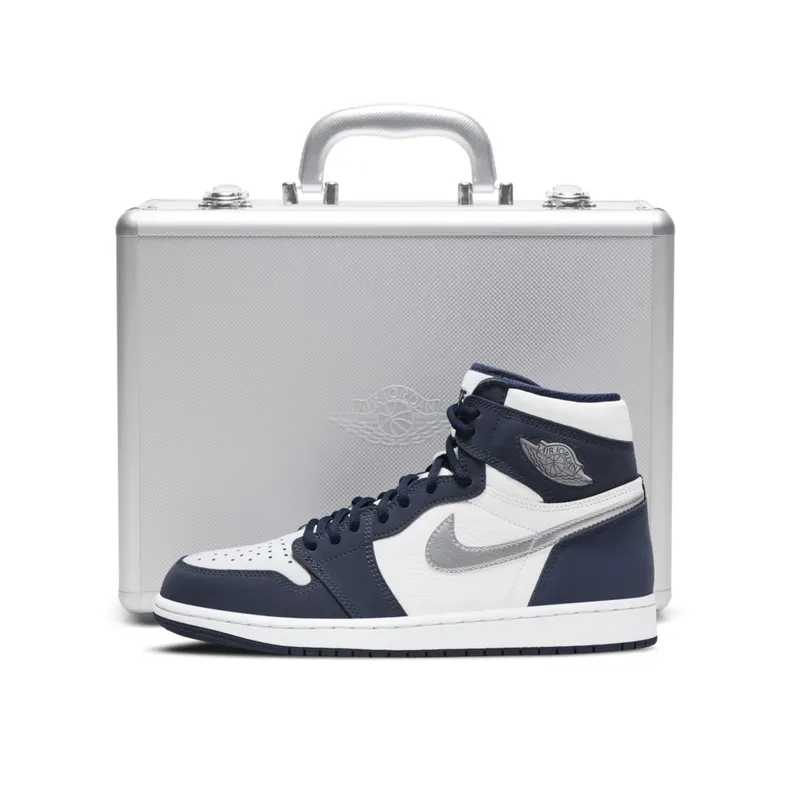 Jordan 1 Retro High COJP Midnight Navy (Suitcase) White/Metallic Silver-Midnight Navy (DB5877-100)