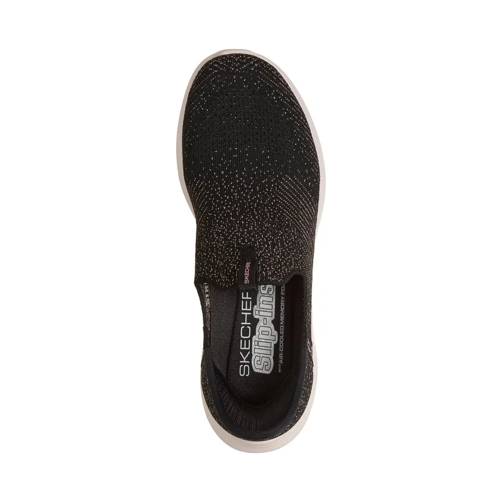 Skechers Slip-ins: Ultra Flex 4.0 “Midnight Sparkle Sneaker Black / Roos Gold” (150805BKRG)