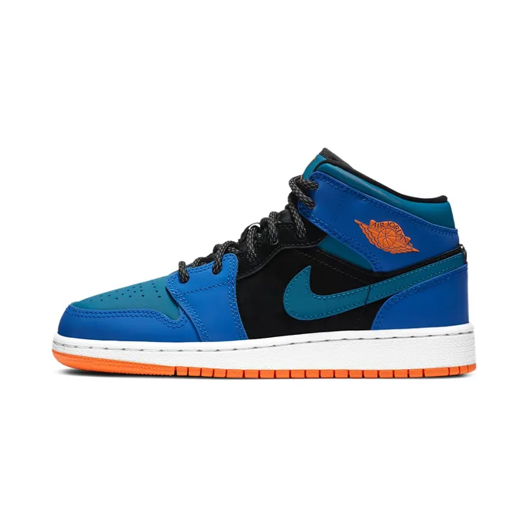 Air Jordan 1 Mid GS “Racer Blue / Black / Total Orange / Green Abyss” (554725-440)