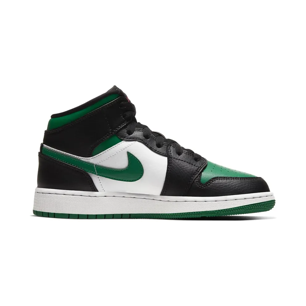Jordan 1 Mid Green Toe (GS) Black/Gym Red-White-Pine Green (554725-067)