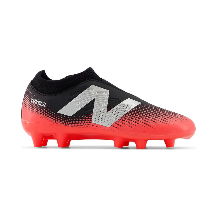 New Balance Tekela Magique V4+ Junior FG Black Energy Red Metallic Silver (GS/PS) (SJT3FR45)