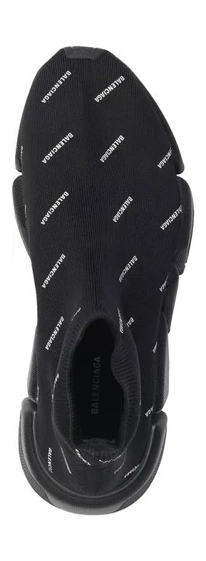 Balenciaga Speed Trainer 2.0 All Over Logo Black White (W) (617196W2DBO1090) (4)