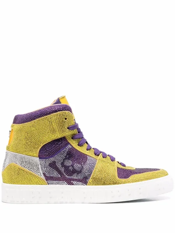 Philipp Plein Crystal Skull high-top sneakers – Yellow (PABSUSC0192PLE010N)