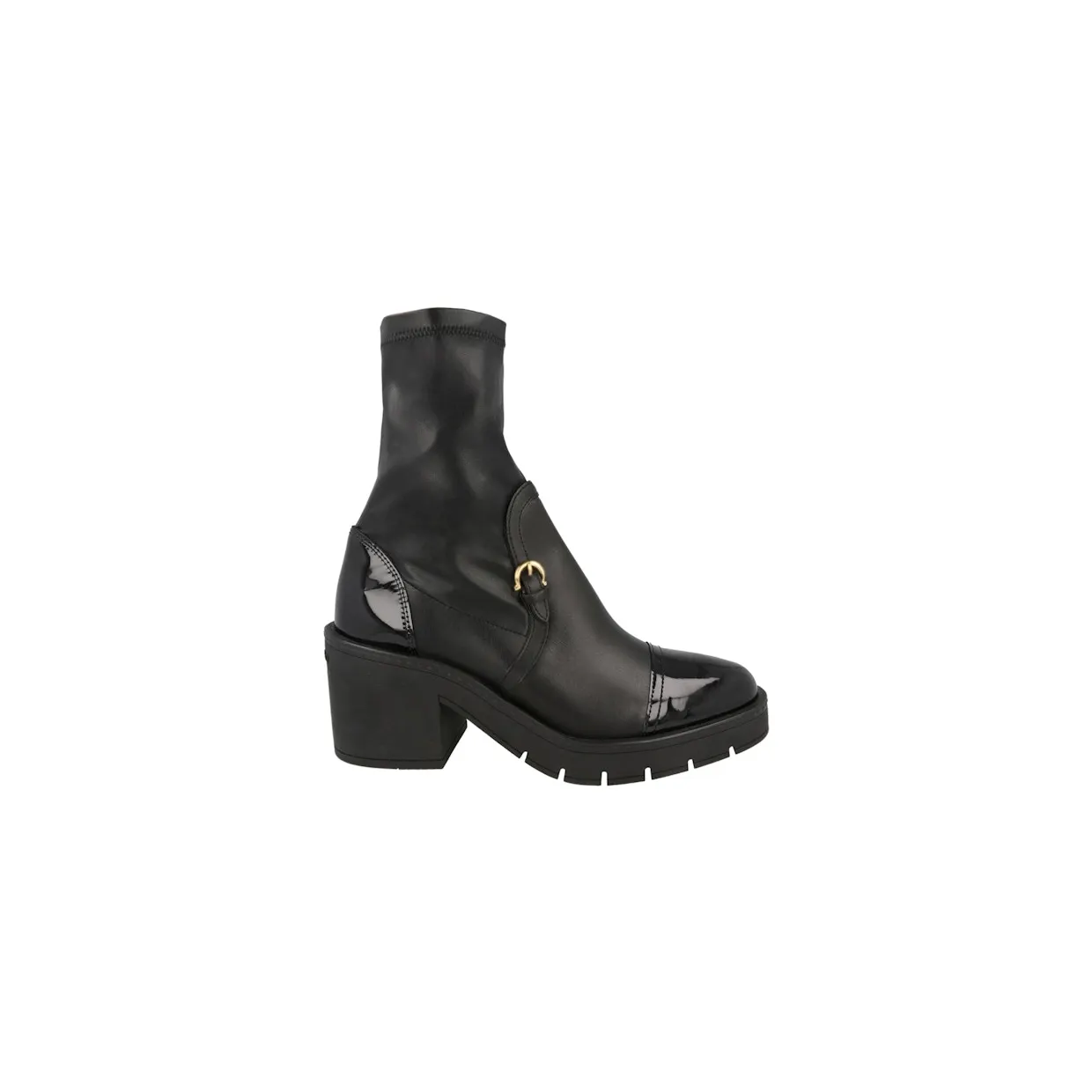 Ferragamo Selyna Mixed Leather Stretch Ankle Boots Black (01J115-777368-1C)