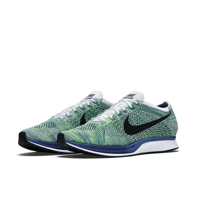 Nike Flyknit Racer Tranquil White/Black-Game Royal-Green Strike (526628-104)