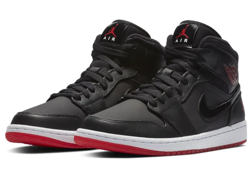 Jordan 1 Mid Black University Red