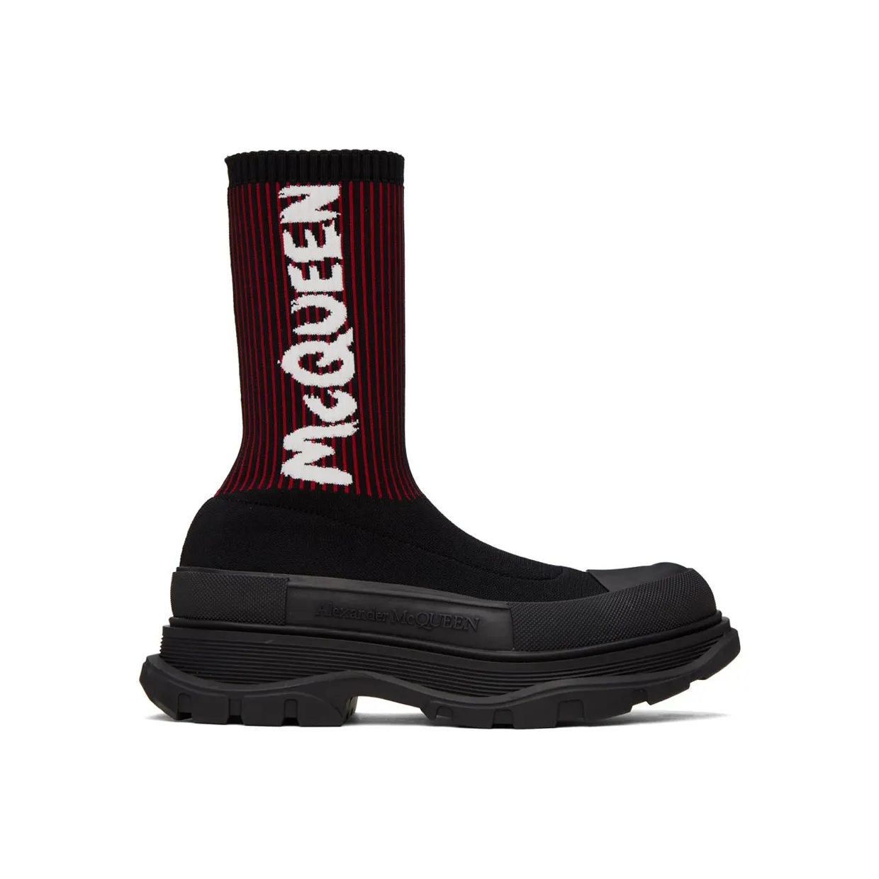Alexander McQueen Black & Red Graffiti Tread Slick High-Top 1550 BLK/WEL.RED/WHI (705671W4UD1)