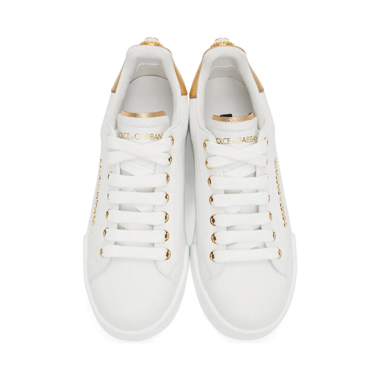 Dolce & Gabbana White & Gold Portofino Sneakers (CK1602 AN298) (5)