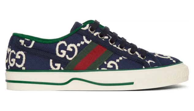 Gucci Navy GG 1977 Tennis Sneakers (606111 H0G10)