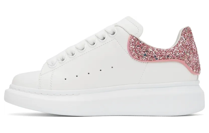 Alexander McQueen White & Pink Glitter Oversized Sneakers (558945WIAFF) (3)