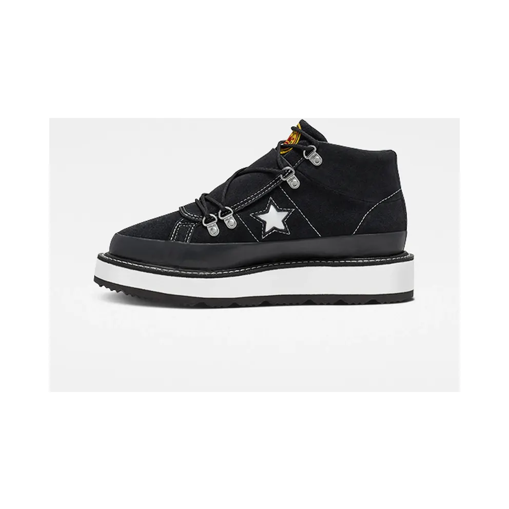 Converse Fleece Lined Boot One Star Thick Sole Black White (566163C)