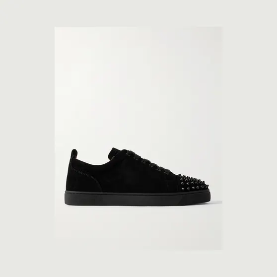 Christian Louboutin Louis Junior Spikes Cap-Toe Suede Sneakers Black (3240423)