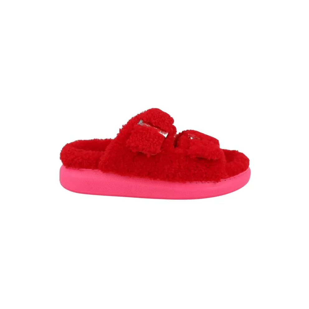 Alexander McQueen Shearling Slides Red Pink (676731WLEK36498)
