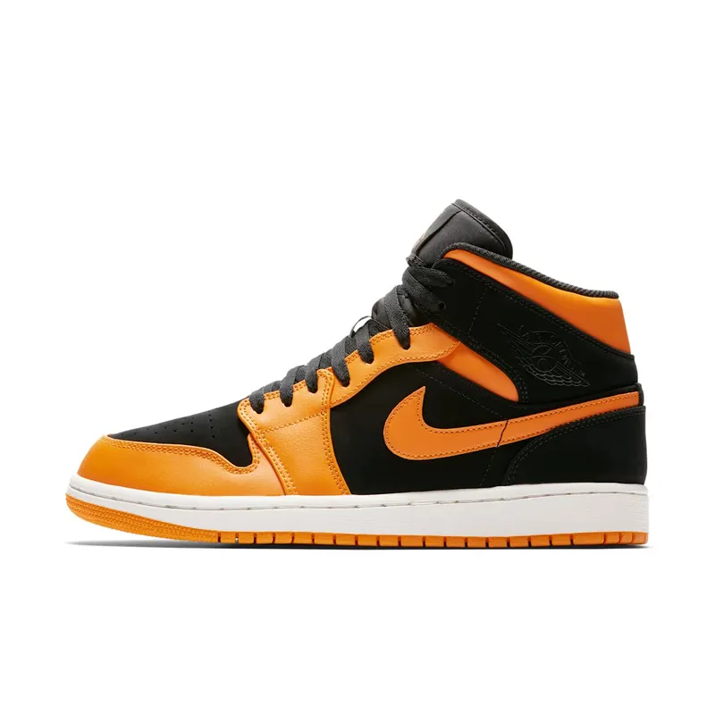 Jordan 1 Mid Black Orange Peel Black/Orange Peel-Sail (554724-081)