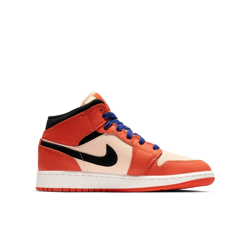 Jordan 1 Mid Team Orange Black (GS) Team Orange/Black-Crimson Tint (BQ6931-800)