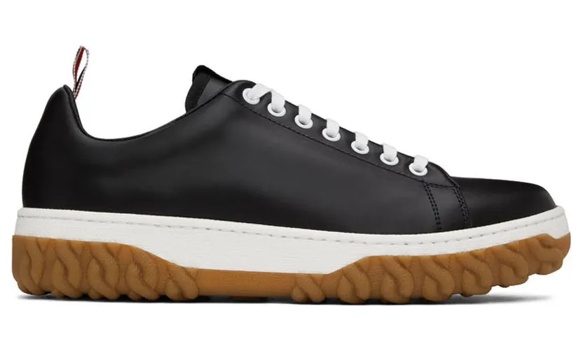 Thom Browne Grey Cable Knit Sole Court Sneakers (MFD231B-05584)