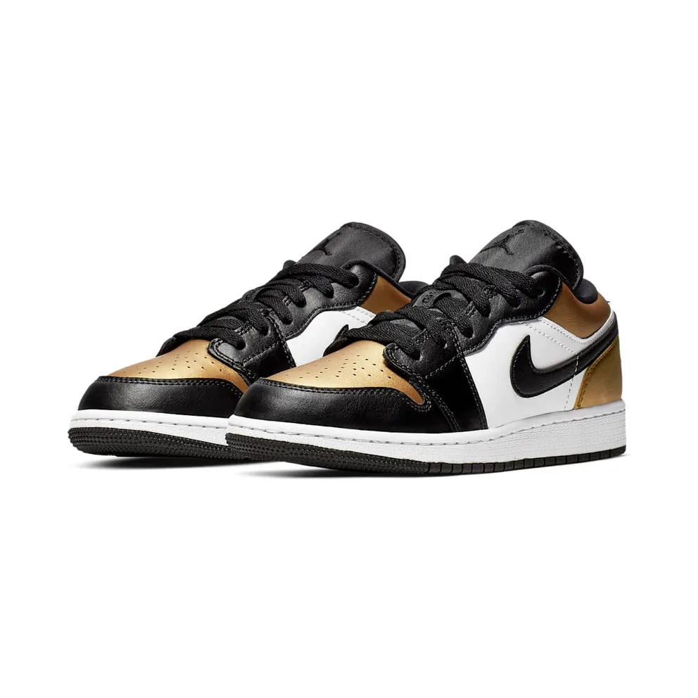 Jordan 1 Low Gold Toe (GS) Metallic Gold/Black-White (CQ9487-700)