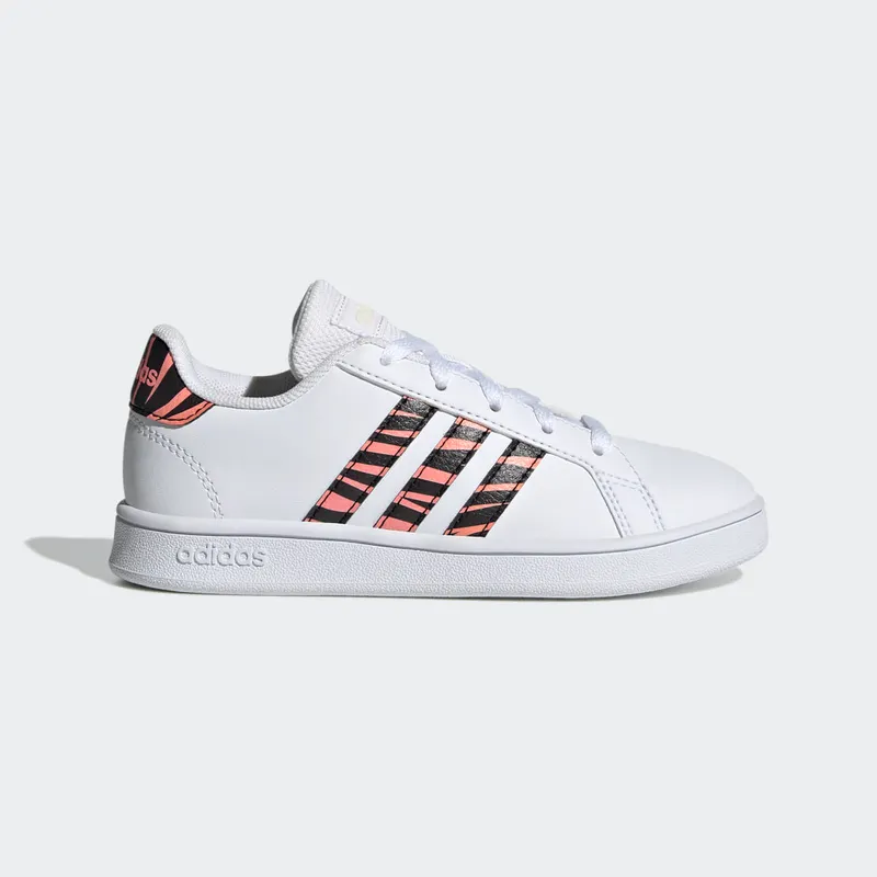 Adidas Grand Court Tiger-Print Cloud White / Core Black / Acid Red (GZ1067)
