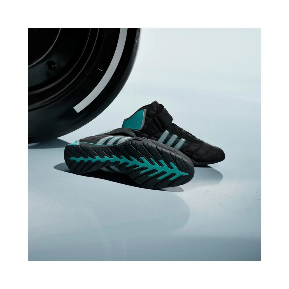 Adidas ADIRACER HI MERCEDES AMG PETRONAS F1 TEAM Shoes Core Black / Matte Silver / Semi Mint Rush (KJ1190)