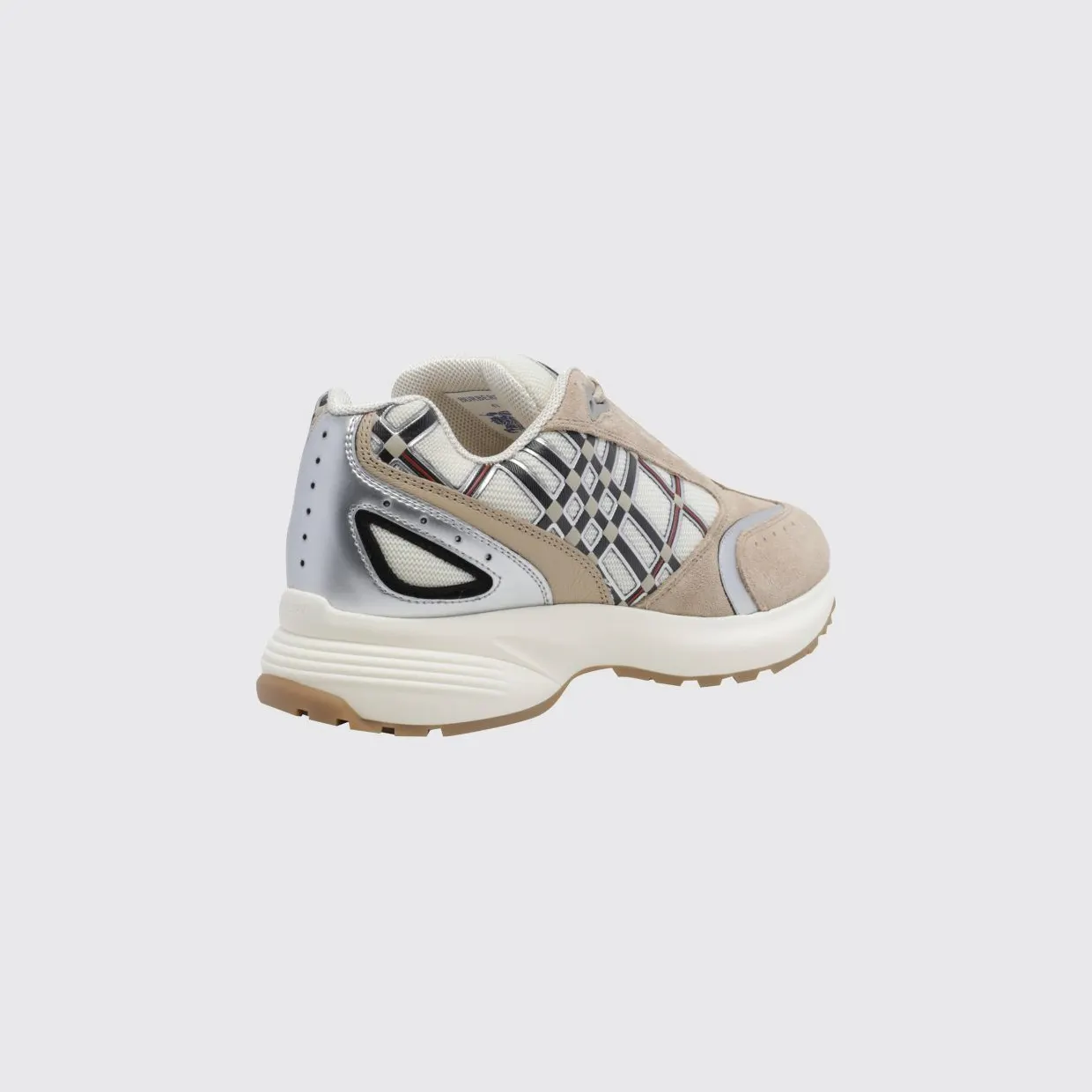 BURBERRY Eclipse Runner Suede and Mesh Check Pattern Sneakers Silver (8127713) (2)
