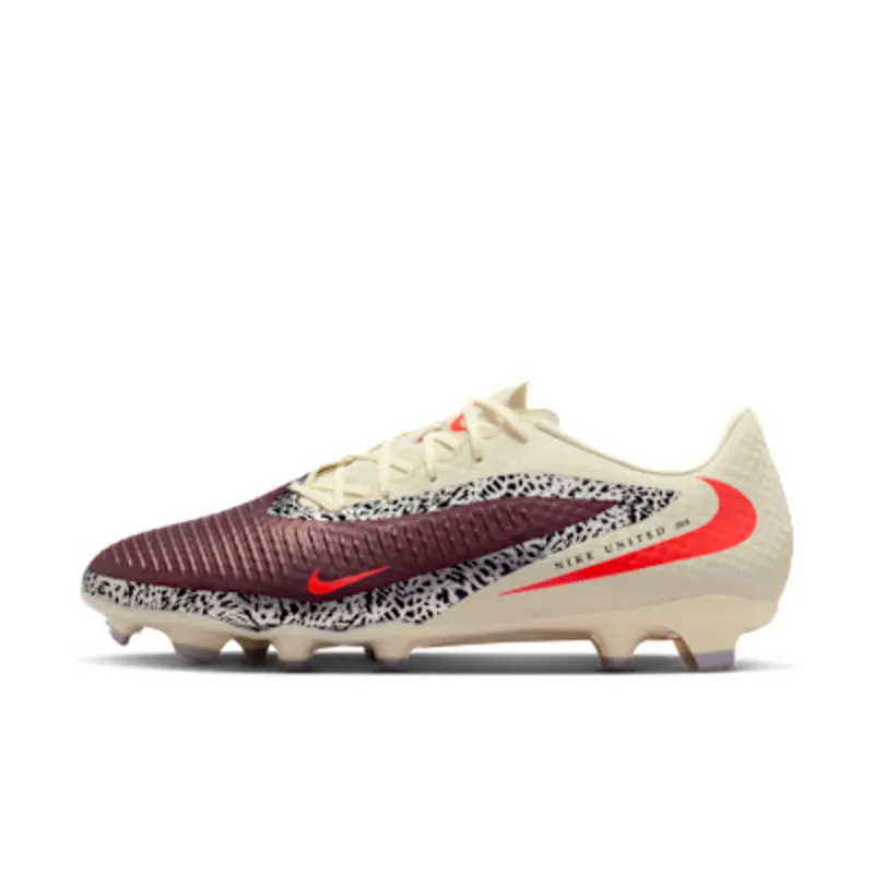 Nike United Phantom 6 Low Academy Multi-Ground “Burgundy Crush / Fossil / University Red” (IO8446-661)