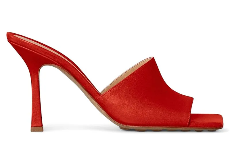 Bottega Veneta Stretch Heeled Mules Red (610538 VBSF0 8913)
