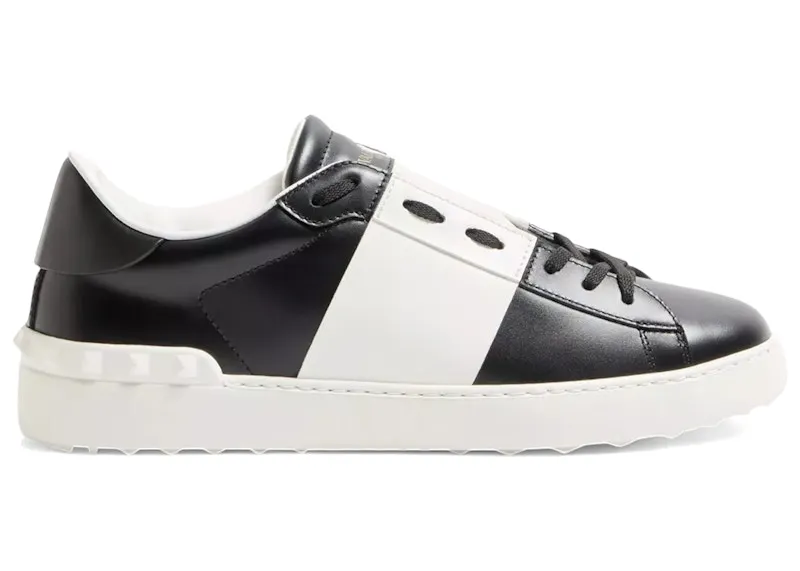 Valentino Calfskin Open Sneaker Black White Rockstud (7Y0S0830BLU_0NI)