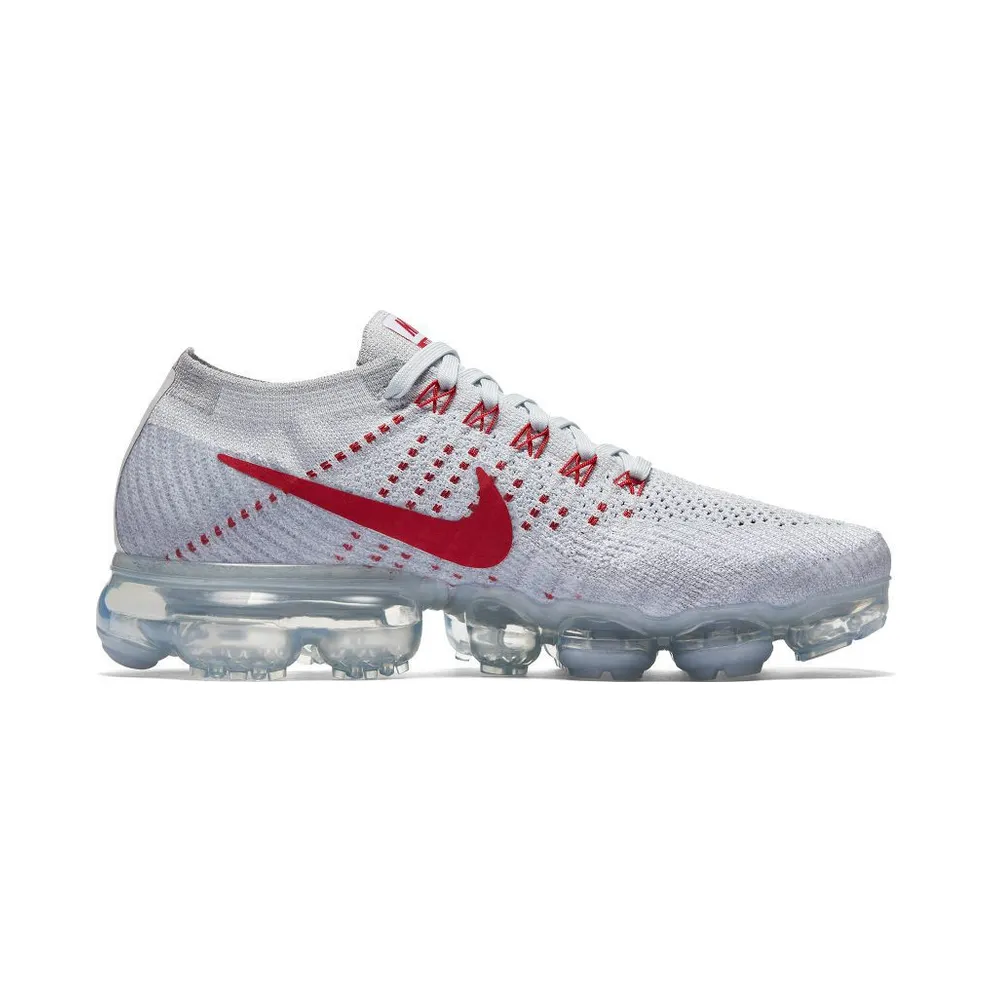 Nike Air VaporMax Pure Platinum University Red (W) Pure Platinum/University Red-Wolf Grey (849557-060)