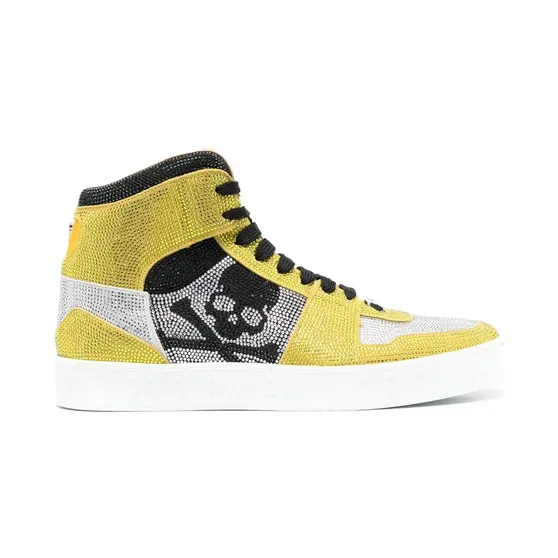 Philipp Plein Notorious high-top met kristallen “Yellow” (AABSUSC0144PLE010N)