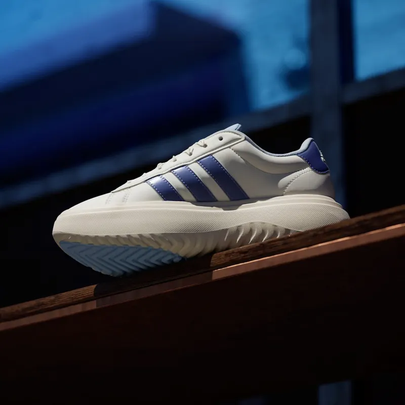 Adidas Grand Court Platform Shoes Off White / Blue Spark Met. / Wonder White (JR0706)