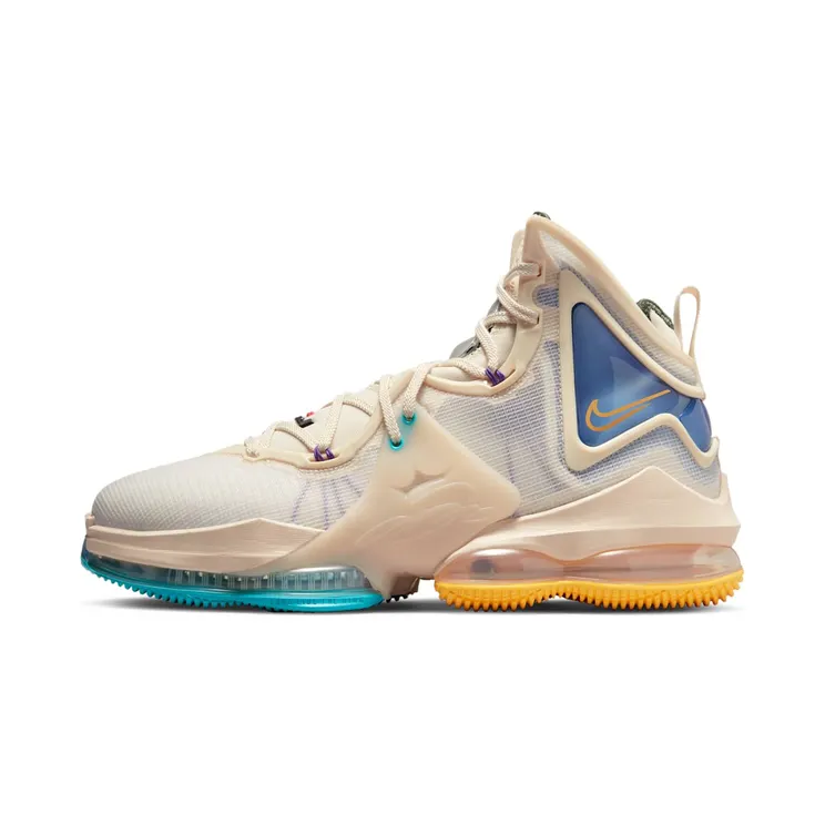Nike LeBron 19 “Pearl White / Game Royal / Clear Emerald / University Gold” (DC9339-200)