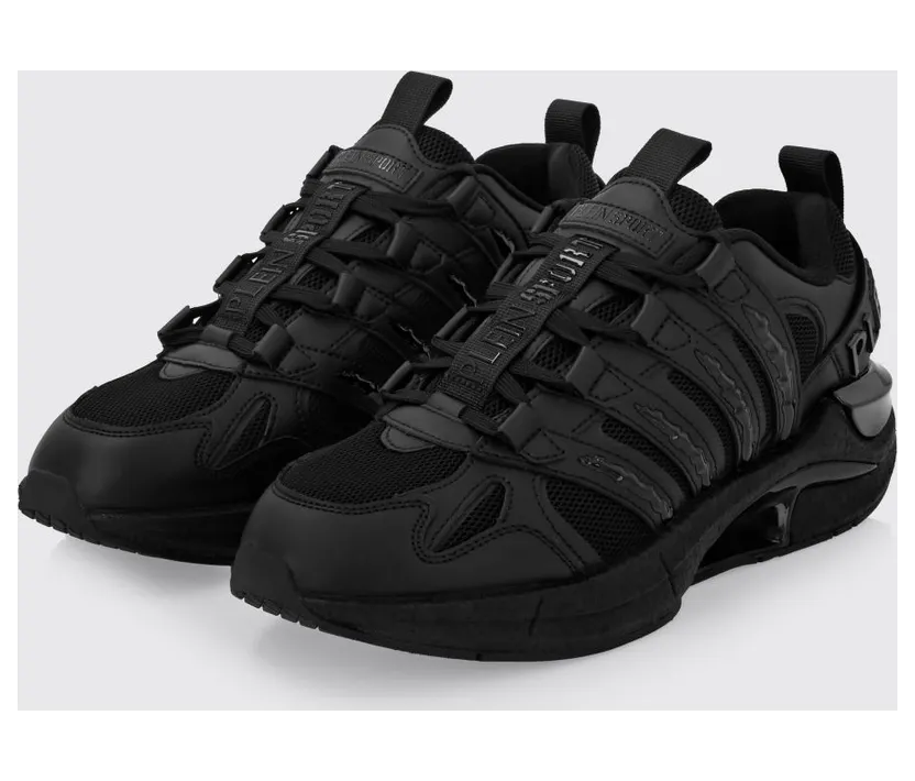 Plein Sport Leather And Mesh Sneakers Black (FAESUSC0852STE003N0202)