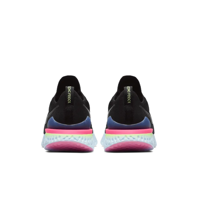 Nike Epic React Flyknit 2 Black Sapphire Hyper Pink Black/Black-Sapphire-Lime Blast-Hyper Pink-Blue Tint (BQ8928-003)