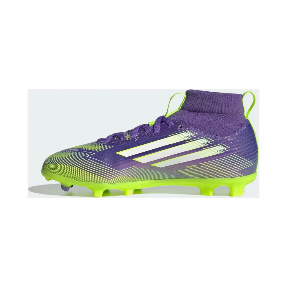 adidas F50 League Mid Firm/multi-ground Boots Kids “Purple Rush / Cloud White / Lucid Lemon” (JI3547)